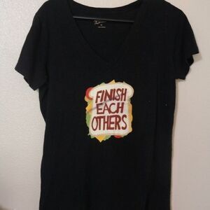 Black VNeck Finish Each Other’s Sandwiches Shirt XL